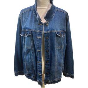 Universal Thread Women's 3X Blue Denim Jean Jacket Freeborn‎ Trucker Classic